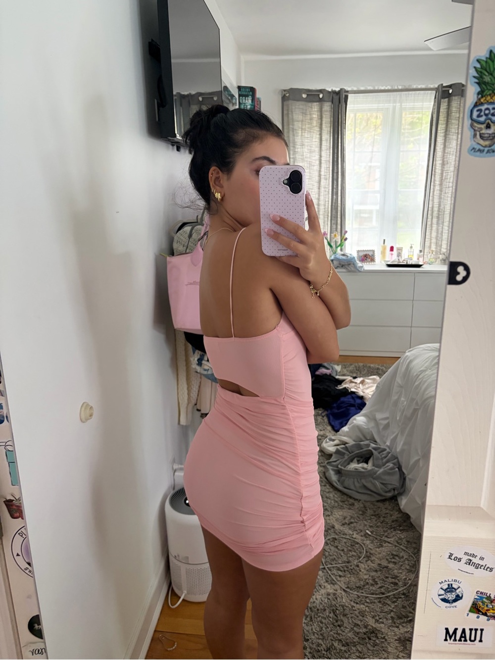 Hello Molly Blush Pink Slim Strappy Mini Dress - Picture 2 of 3